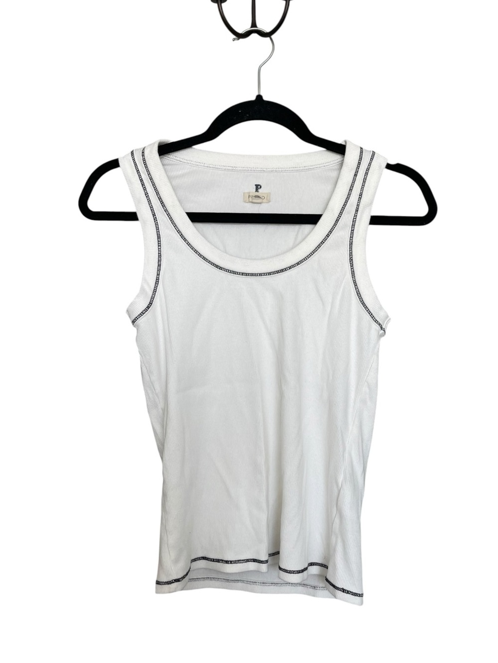Pilcro White Tank with Black Contrast Stitching